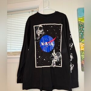 Black NASA Astronaut Graphic Long Sleeve Shirt